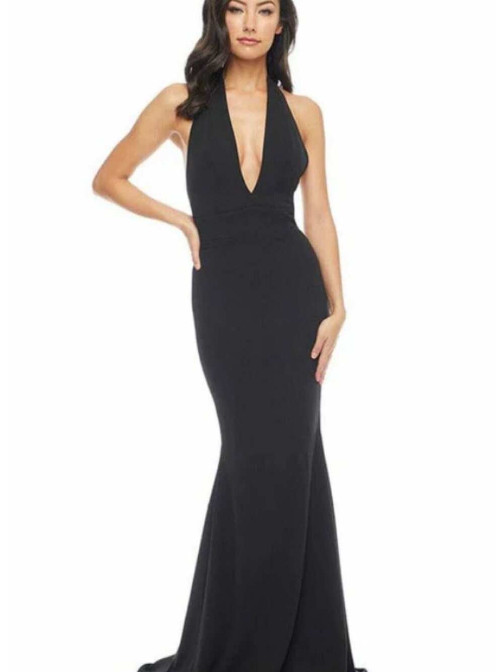 Dress the Population Camden Mermaid Halter Gown Black XS NWT